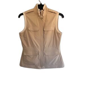 Tail Tech Women's Tan Utility Golf Vest Full Zip Pockets Size Medium
